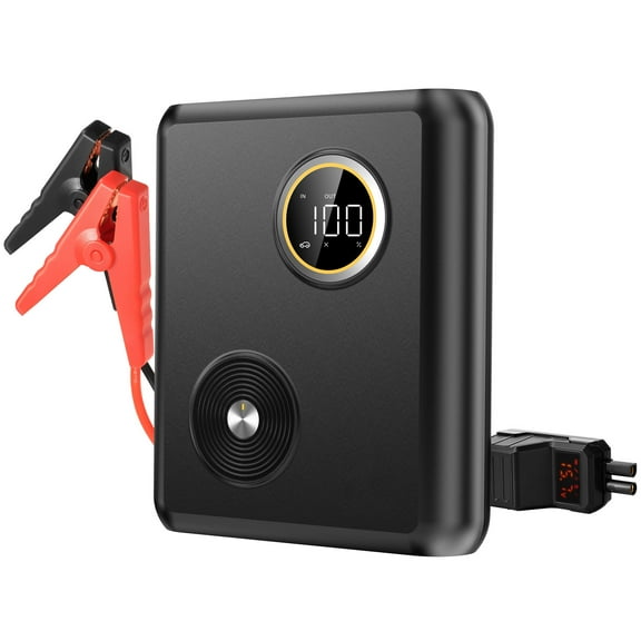 Jump Starter with Air Compressor,27500mAh Car Battery Jump Starter (for All Gas/12L Diesel), 12V Jump Box with Dual USB Quick Charge and Output