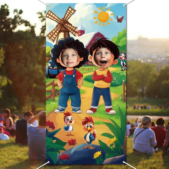Farm Animals Theme Party Decorations Farm Barn Door Backdrop Banner Large Farm Photography Background Decor Photo Booth Props Birthday Party Baby Shower Party Supplies 70.8x35.4 Inch Colorful DIY