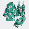 thumbnail image 3 of WTXUE Pajama Sets for Women | Pajamas Polyester Printed Daily Woman | 3-Piece Green XXL, 3 of 8