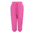 thumbnail image 3 of Women Wide Leg Palazzo Capri Pants Loose High Waisted Casual Flowy Fold Hem Cropped Pants 2026 Summer Beach Work Trousers, 3 of 5