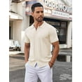 thumbnail image 2 of COOFANDY Men's Knit Button Down Shirt Vintage Short Sleeve Polo Shirts Casual Beach Shirts, 2 of 8