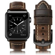 HUAFIY  Apple Watch Band 42mm 44mm 45mm, Top Grain Leather Band Compatible iWatch Series 7/6/5/4/ 3/ 2/ 1, SE Sport Edition