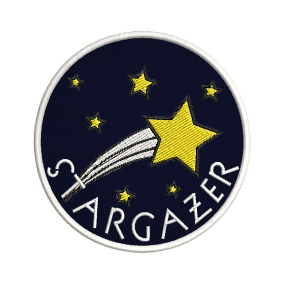 Stargazer Embroidered DIY Iron on or Sew-on Decorative Patch Badge Emblem Appliques Space Universe UFO Aliens ET Series