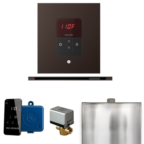 Mr Steam Basic Butler Steam Shower Pkg w/Square iTempo Control and Linear Steamhead in OilRubBronze