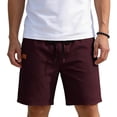 thumbnail image 3 of Eryao Men's Linen Shorts Casual Elastic Waist Drawstring Shorts Lightweight Breathable Summer Beach Vacation Bottoms with Pockets,Wine,L, 3 of 7