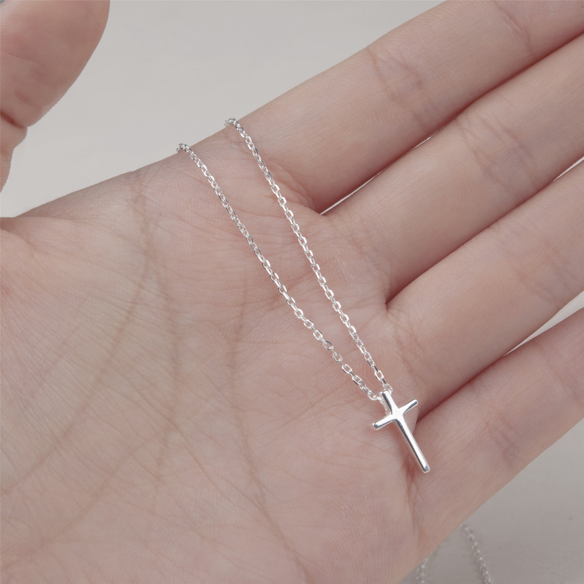 Anavia Pendant-925 sterling silver Friendship Jewelry Sterling Silver Cross Necklace New Year Gift for Soul Sister Necklace Card Chain Length - 16" + 2"