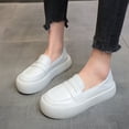 thumbnail image 2 of Lovskoo 2024 Women's Dress Leather Shoes Round Toe Platform Flat Heel Loafers Non-Slip Comfortable Soft Sole Soft Bottom Not Tired Breathable Flat Stirrup Single Work Nurse Shoes White, 2 of 8