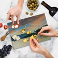 thumbnail image 5 of Lake Cutting Board, Romantic Sunset at Lake Tahoe Peaceful Shoreline Sierra Nevada United States, Decorative Tempered Glass Cutting and Serving Board, Small Size, Salmon Green Ivory, by Ambesonne, 5 of 5