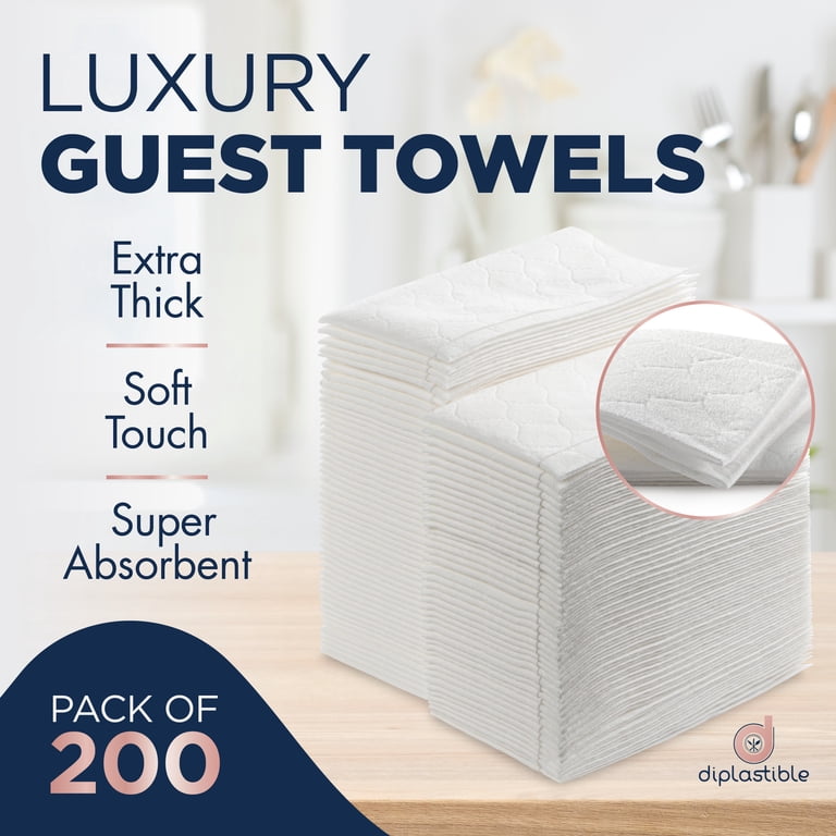 dsiposable guest towels Displastible Disposable Hand Linen-Feel Cloth-Like Paper Napkins White 200 Pack, Size: 12 x 17 Visible Glow