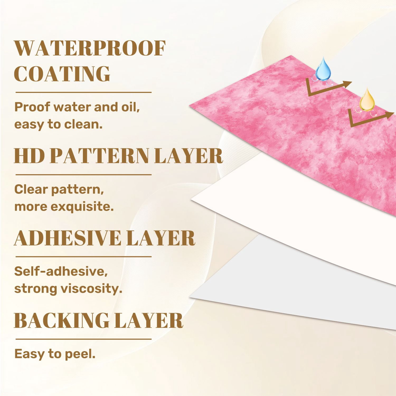 Peel and Stick Wallpaper Soft Pink Abstract Watercolor Gentle Hues Wall Mural 17.7in x 9.8ft Self Adhesive Removable Wall Paper Renter Friendly Wallpaper for Nursery Bedroom Cabinets