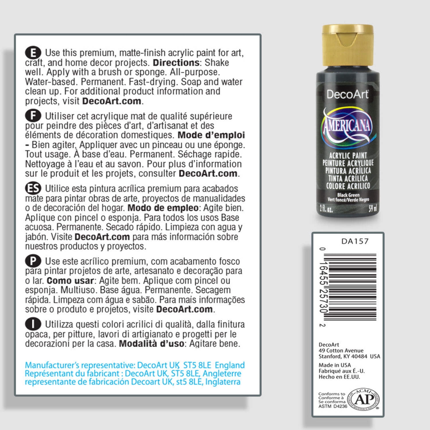 (2 pack) DecoArt Americana Acrylics Green Color Family – 2oz Craft & DIY Paints