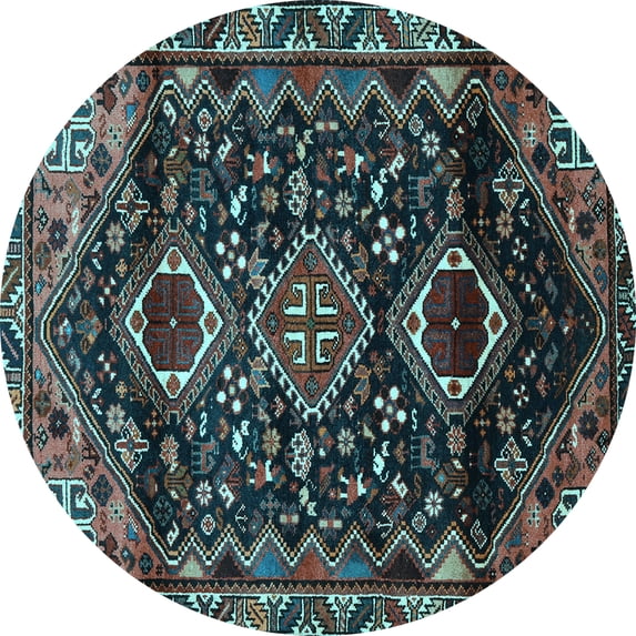 Ahgly Company Indoor Round Persian Light Blue Traditional Area Rugs, 3' Round