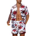 thumbnail image 3 of Chándal floral para hombre, camisa de manga corta de verano de 2 piezas y pantalones cortos, sudadera para correr xxl, 3 of 4