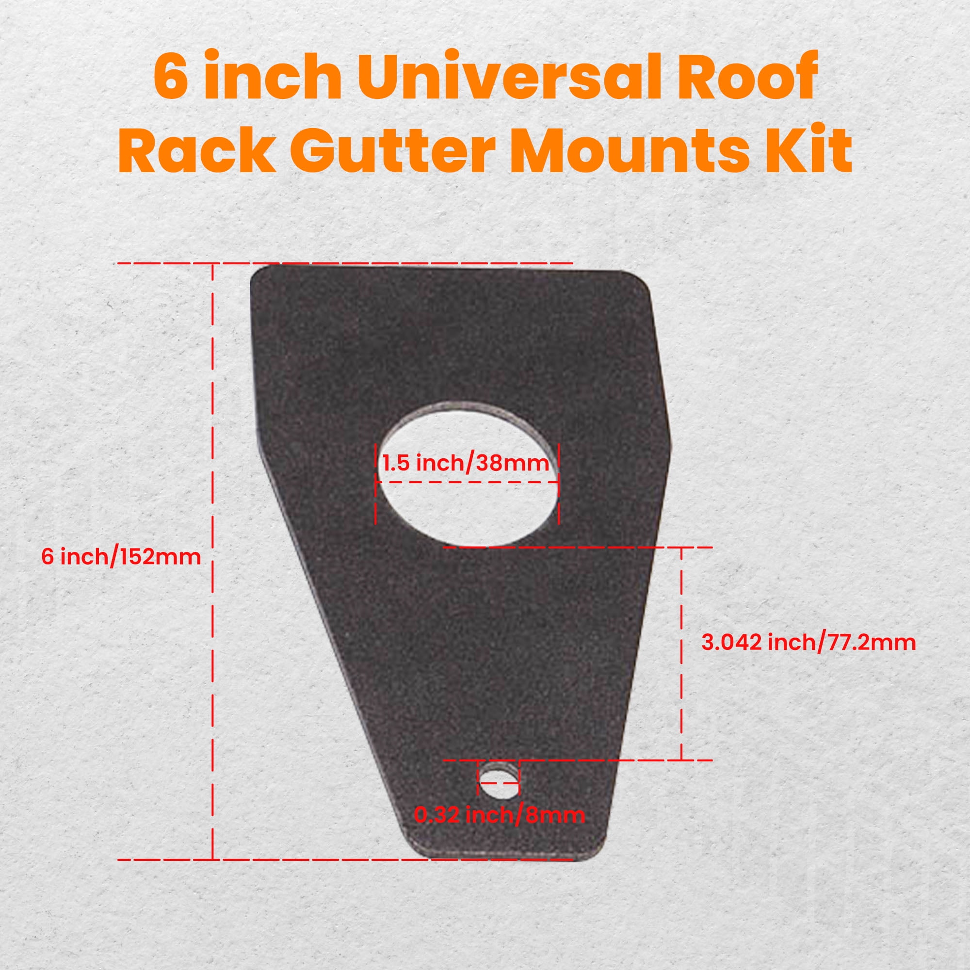 MaXpeedingrods 6Pcs 6 Inch Universal Car Roof Rack Gutter Mount Kit Weld On Roof Rack Gutter Mounts Fullwidth Gutter for Universal Car