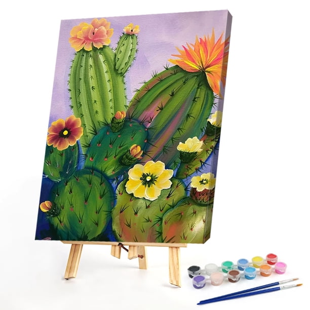 Cuadros Decorativos Blooming Cactus pintura al óleo por números Kits DIY pared arte imagen artesanía decoración del hogar JShteea Nuevos Originales
