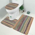 thumbnail image 2 of Yellow and Pink Geometric Boho Pattern Bathroom Rugs Sets 3 Piece,Toilet Cover Set,Absorbent Non Slip Bathroom Mats Sets with U-Shaped Contour Rug Toilet Rug Set, 2 of 5