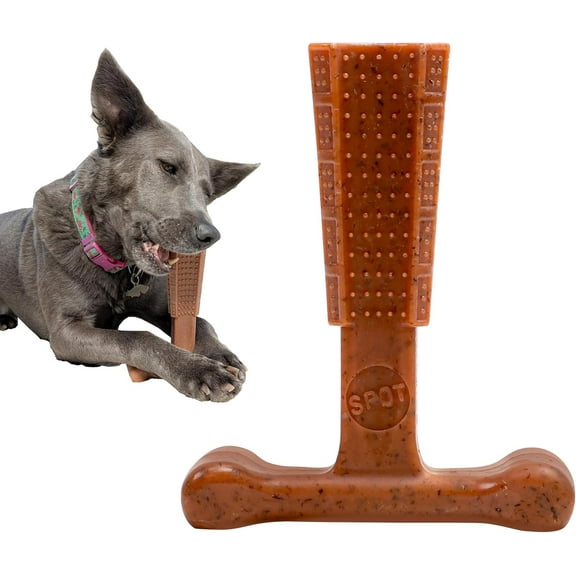 SPOT Bam-Bones Plus T-Bone Dog Chew Toy for Moderate to Aggressive Chewers, 6-Inch, Beef Flavor