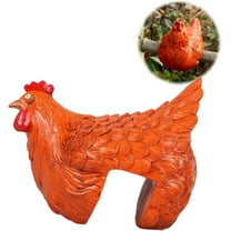 Chickens Statue Funny Yard Decor:Resin Chicken Figurines,Tree Fence Decorations Outdoor,Chicken Decorations for Garden,Farm,Patio,Backyard (Orange)