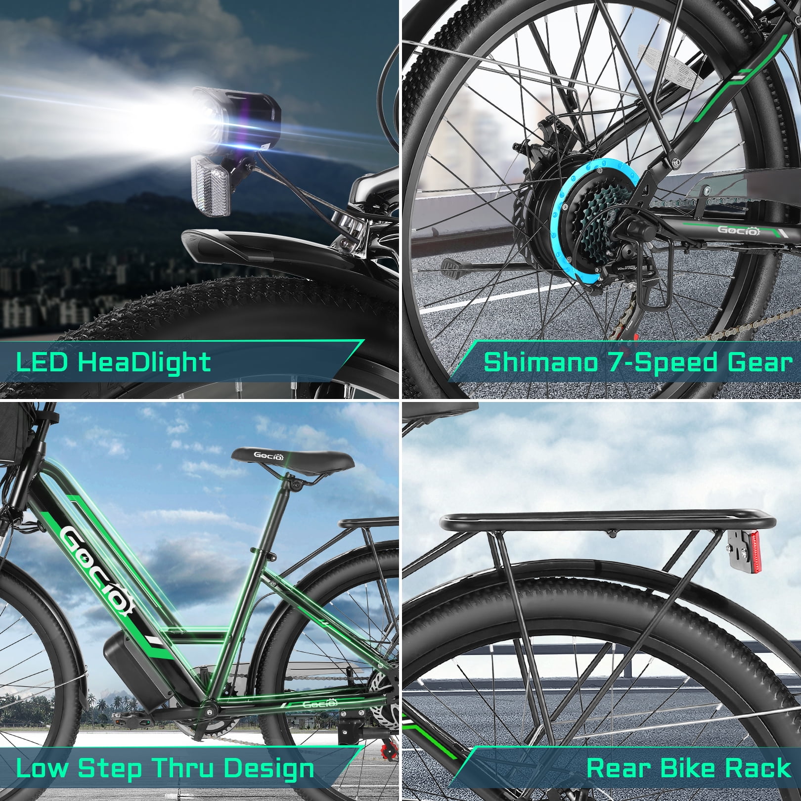 Gocio UL2849 Certified 26" Electric Bike for Adults, 750W Peak Motor, 48V 7.8Ah Battery, 19.8 mph 7-Speed Commuter Ebike with Disc Brakes
