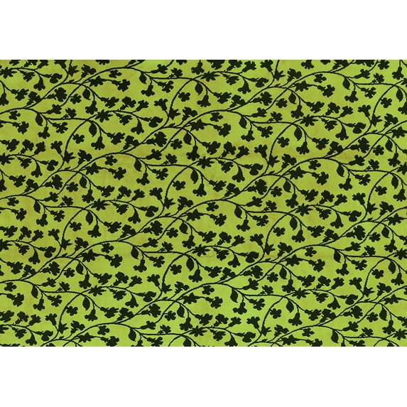 Ahgly Company Indoor Rectangle Oriental Green Industrial Area Rugs, 5' x 7'