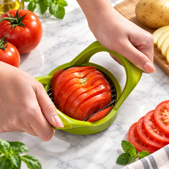 Stainless Steel Tomato Slicer Vegetable Cutter for Kitchen Even Slice Tool for Tomatoes Potatoes Fruits and Vegetables