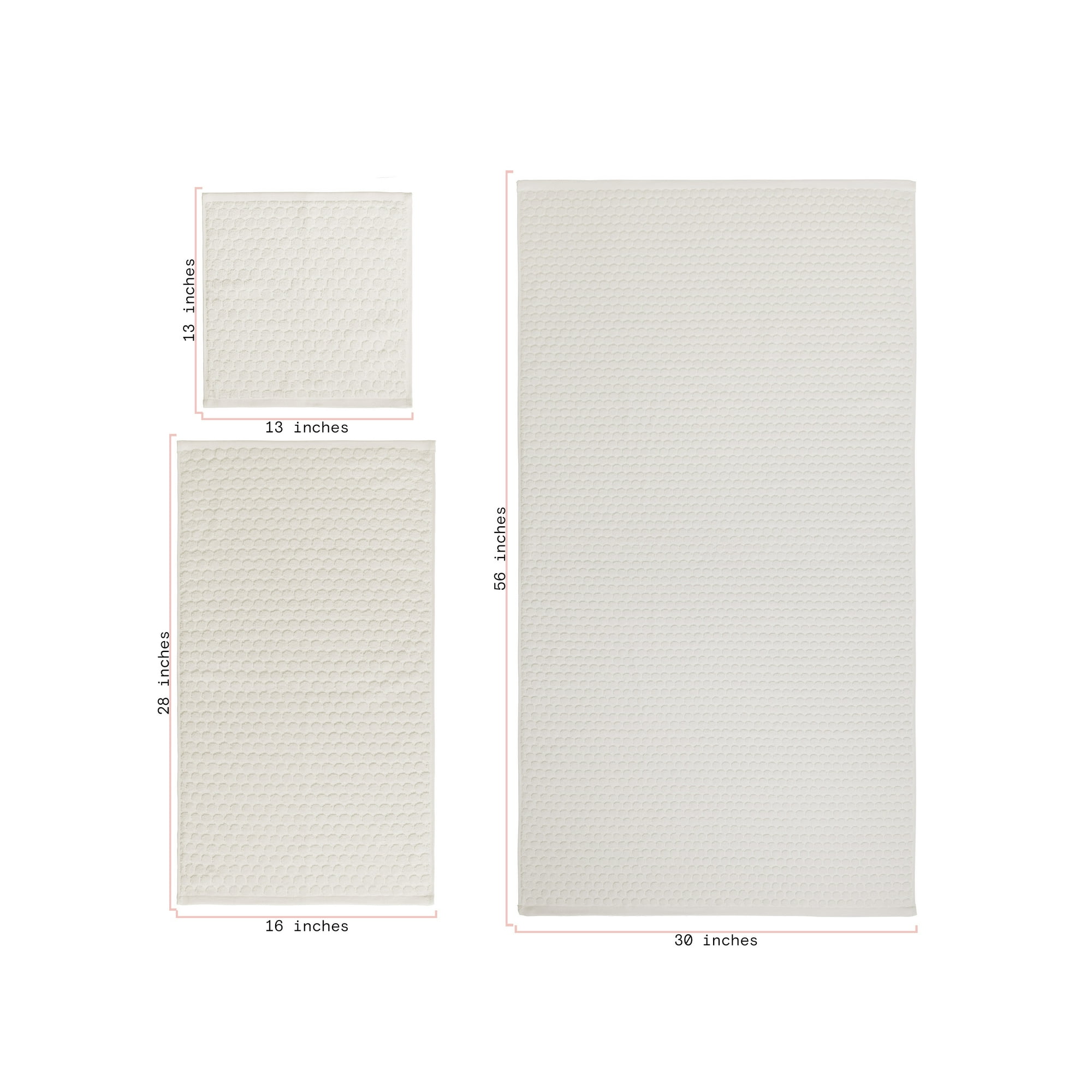 Beautiful by Drew Barrymore 6-Piece Dot Bath Towel Set, Soft 100% Cotton, Off White