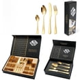 thumbnail image 1 of Vajilla de acero inoxidable de 24 piezas, juego de cuchillo y tenedor para carne occidental, caja de regalo, juego de vajilla con cuchillo, tenedor y cuchara, 1 of 2