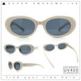 thumbnail image 2 of Womens Mod Fashion Round Oval Classy Beveled Frame Plastic Sunglasses Ivory - Black, 2 of 8