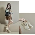 thumbnail image 5 of Platform Sneakers High Heel Sneakers for Women Wedge Sneakers Leather Upper Fashion Lace up Sneakers Increasing 1.78 inch, 5 of 12