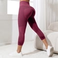 thumbnail image 3 of felwors Women's Capri Textured Leggings High Waist Tummy Control Yoga Pants Wine for Size M, 3 of 3