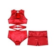 thumbnail image 4 of YiZYiF Kids Girls Crisscross Cutout Ballet Dance Unitard with Shorts Set Athletic Gym Suit Ballerina Costume Red 6, 4 of 5
