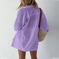 thumbnail image 5 of Edvintorg Two Piece Set for Women 2025 Streewear Women Summer Suit Fashion Solid Color Long Sleeve Shirt Short Trousers Casual Two-Piece Suit Purple S, 5 of 6