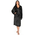 thumbnail image 4 of PAVILIA Plush Hooded Robe For Women | Black, Fluffy Soft Bathrobe With Hood | Fuzzy Warm Spa Robe, Cozy Fleece Long Robe | Satin Trim, Small-Medium, 4 of 10