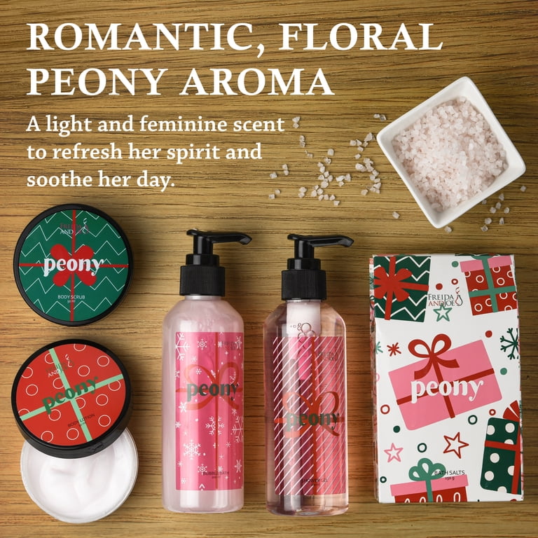 Freida and Joe Peony Spa Gift Set – 6-Piece Bath and Body Care