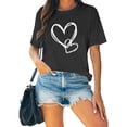thumbnail image 2 of clearance!Outfmvch Tshirts for couple shirts for women Love Heart Grahic Valentine's Day Crew Neck Graphic Couple Tops Valentine's Day shirt shirts for women graphic t-shirts Black 1 3XL, 2 of 6