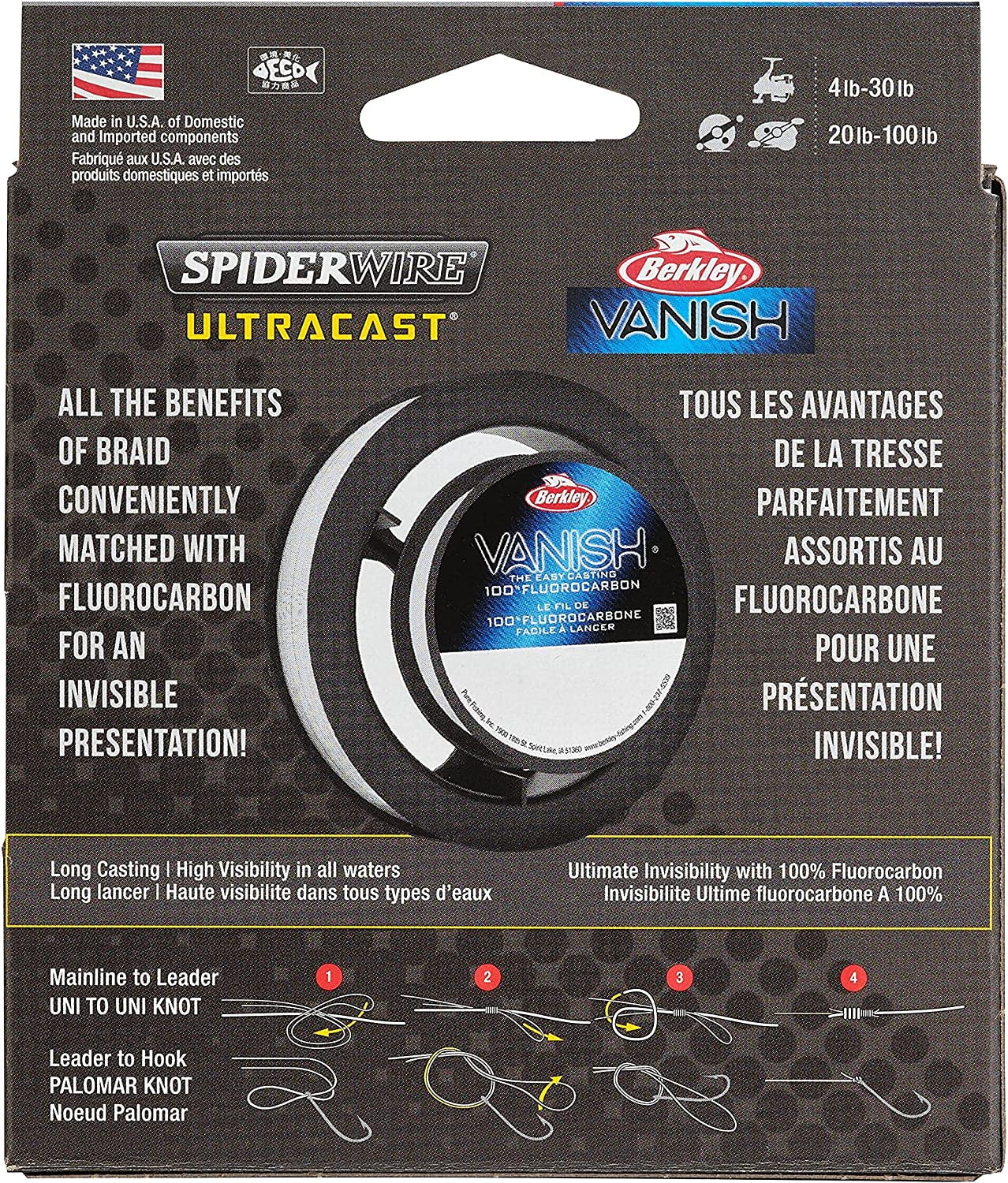 SpiderWire Ultracast® Vanish® Dual Spool Braid Fishing Line, Aqua Camo/Clear, 15 lb Test Strength, 164 yd