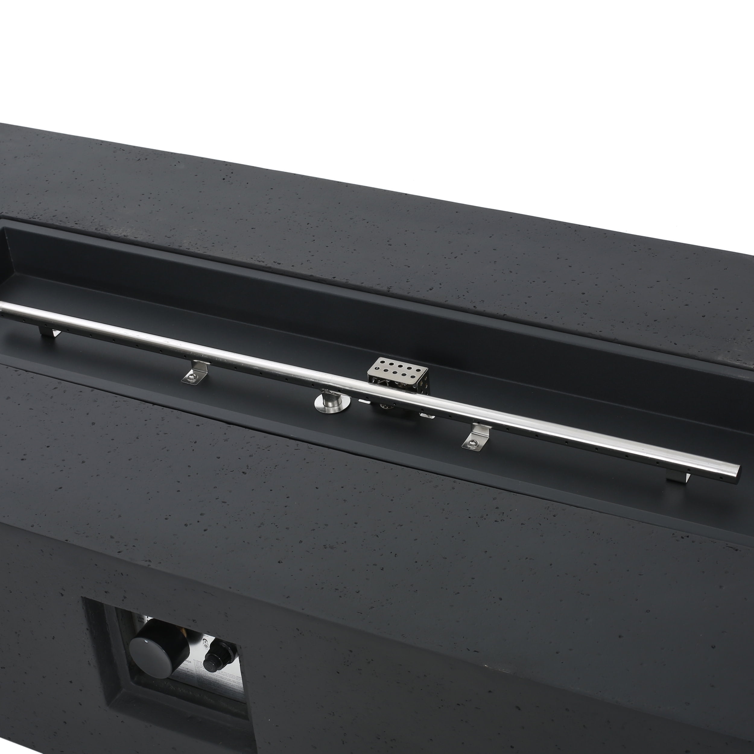 Mayfair Lightweight Concrete Outdoor 50,000 BTU Rectangular Fire Pit (No Tank Holder), Dark Gray