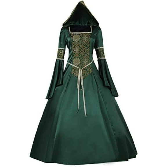 Victorian-Style Hooded Medieval Gown for Women