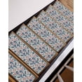 thumbnail image 3 of Floral Stair Treads Non Slip for Steps Ethnic Flower Paisley Feather Aqua Linen Texture 10 Pcs Reusable Adhesive Stair Runner Mats for Dogs Elders Carpet Treads Rugs for Staircase 8x30 In, 3 of 7