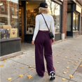 thumbnail image 3 of Sorvello Womens Solid High Rise Wide Leg Lounge Pants Elastic Pull On Waist Side Pockets Full Length Casual Sweatpants Dark Purple M, 3 of 5