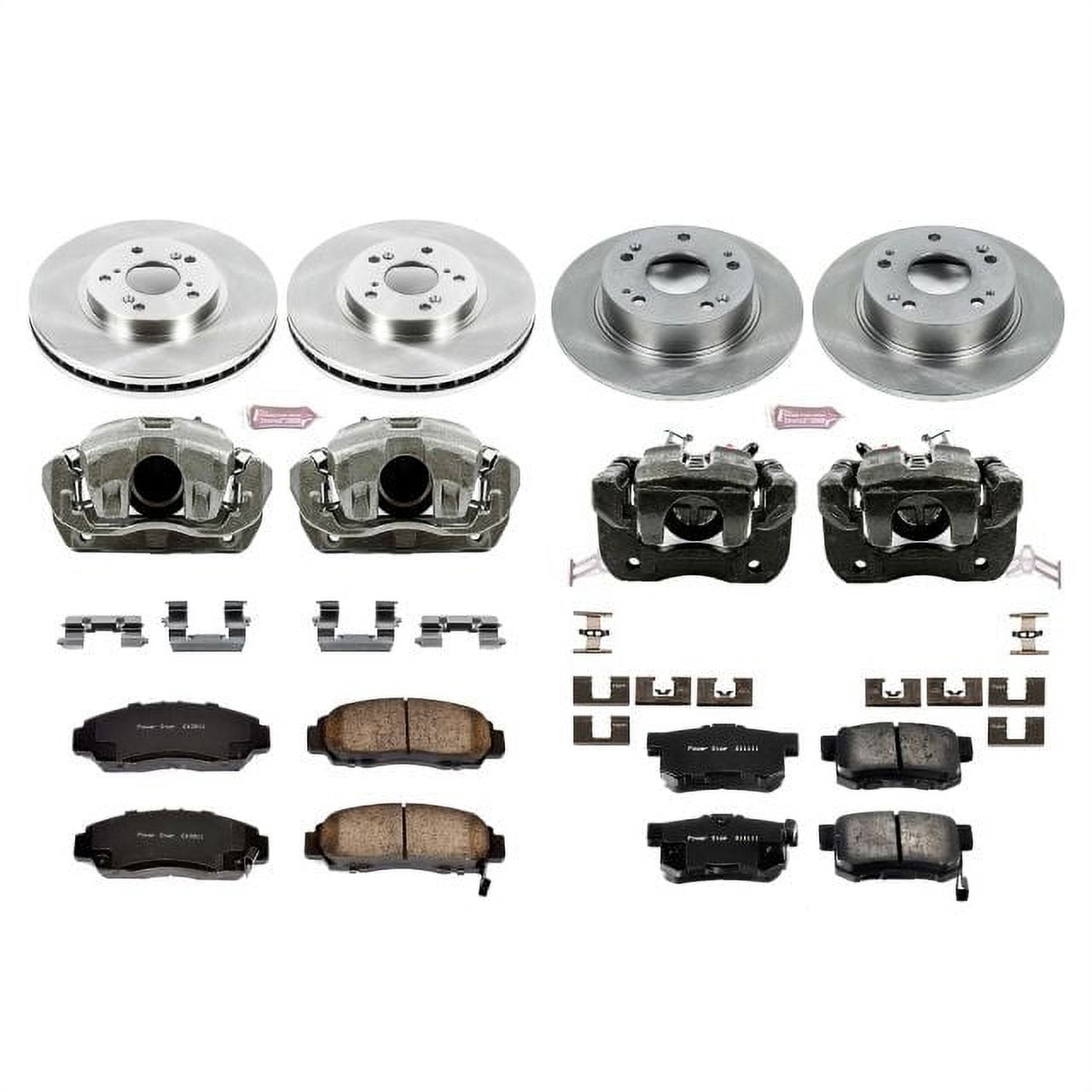 PowerStop Front and Rear Stock Replacement Brake Pad and Rotor Kit with Calipers Fits: ACURA HONDA Select Models KCOE2297