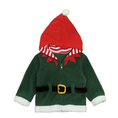 

Binpure Kids Christmas Santa Jacket Hooded Long Sleeve Fleece Jacket
