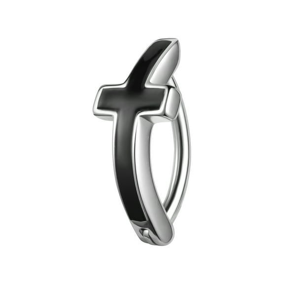 ZS 14G Cross Belly Piercing 925 Silver Belly Button Clicker Curved Navel Piercing