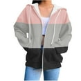 thumbnail image 3 of QATAINLAV Womens Cute Oversized Hoodies Casual Zip Up Hooded Sweatshirt Fashion Colorblock Tunic Jacket with Pockets Fall Fashion Clothes, Pink, XXL, 3 of 6