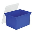 thumbnail image 2 of Storex Plastic File Tote Storage Box Letter/Legal Snap-On Lid Blue/Clear 61554U01C, 2 of 5