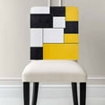 thumbnail image 3 of Yellow Black Geometric Chair Covers Set of 6 Abstract Patchwork Chair Back Covers Stretch Removable Washable Chairs Slipcovers Chair Protector for Dining Room Kitchen Party Decor, 3 of 5