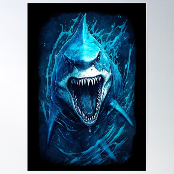 Shark! Poster Wall Art, Modern Wall Decor For Living Room Bedroom, 8x12 UNFRAMED