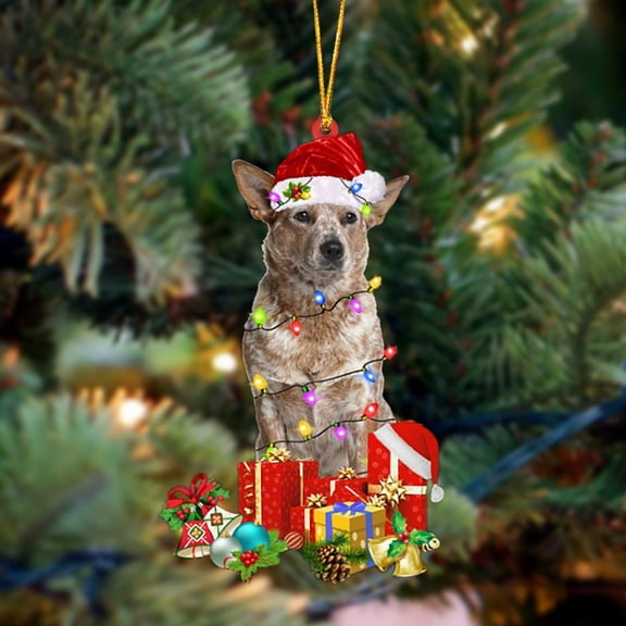 Acrylic 2D FLAT RED Heeler-Dog Be Christmas Tree Hanging Ornament