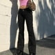 thumbnail image 5 of Moda mujer Sexy Color sólido Denim Pokets Thin Casual Boot Cuts Wide Legs Jeans Pantalones Fridja  hfkajh103549, 5 of 7