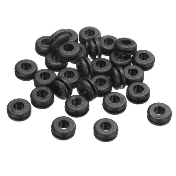 30Pcs Rubber Grommets 1/4 ID, 3/8 Drill Hole, Firewall Grommet Automotive Rubber Hole Eyelet Ring Gasket for Wire Cable Hose Protection, Metal Electric Box, (6x10mm, Black)